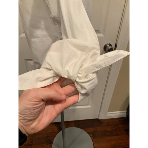 Joie White Lightweight Blouse W/ Boat Neck Ties at Shoulders & Cuffs, Size XS - Picture 5 of 7